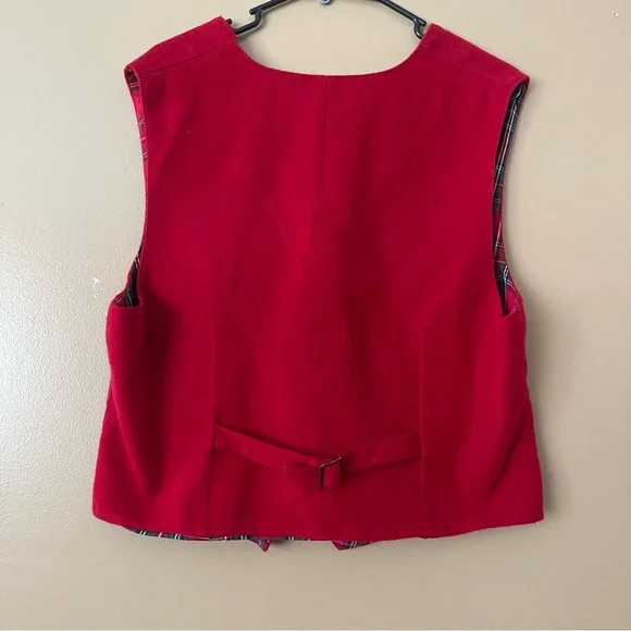 Karen Scott Vibrant Red Checkered Penguin Vest new without tags size large - Picture 7 of 7